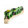 Fa gőzmozdony szeneskocsival zöld Bigjigs