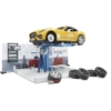 Kisautó Roadster cabrio autószerelő műhely szervíz játékfigurával műanyag Bruder 1:16