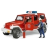 Kisautó tűzoltó terepjáró Jeep Wrangler Rubicon Unlimited piros játékfigurával és kiegészítőkkel