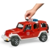 Kisautó tűzoltó terepjáró Jeep Wrangler Rubicon Unlimited piros játékfigurával és kiegészítőkkel