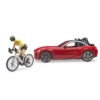 Bruder Roadster piros autó kerékpárral és figurával (03485) 1:16