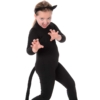 Fekete macska jelmez S (kezeslábas, fülek)