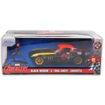 Bosszúállók Fekete özvegy fém autó 1966 Chevy Corvette fém figurával 1:24 Bosszúállók Fekete özvegy fém autó 1966 Chevy Corvette fém figurával 1:24