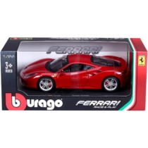 Fém autó Ferrari 488 GTB piros 1:24 Bburago