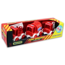 Kisautó játék szett Tűzoltóautók 3 db-os piros-fehér műanyag Kid Cars