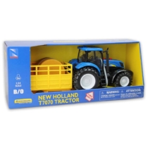 New Holland T7070 műanyag traktor kiegészítőkkel és hangeffekttel 1:24