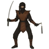 Ninja jelmez barna 128-as S (ruha, mellvért, maszk)