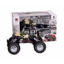Offroad hátrahúzós fémautó katonai mintával 1:43