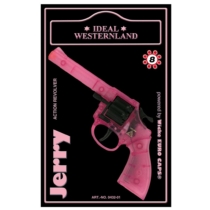 Pisztoly revolver patronos 8 lövetű forgótáras Jerry pink műanyag