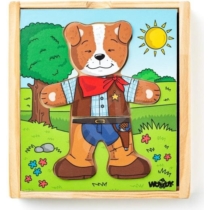 Puzzle öltöztető kutya Doggie 18 db-os Woody