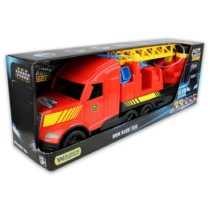 Tűzoltó kamion vizet pumpáló tömlő, világítós lámpával műanyag piros Magic Truck 77 cm