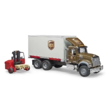 Bruder MACK Granite UPS teherautó targoncával és raklapokkal (02828) 1:16