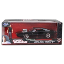 Fast & Furious Dom figura és Dodge Charger R/T fém autó 1:24