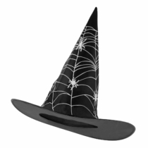 Fekete boszorkány kalap pókháló mintával 