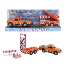 Fém autó hátrahúzós terepjáró útlezárás vontatóval és kiegészítőkkel narancssárga
