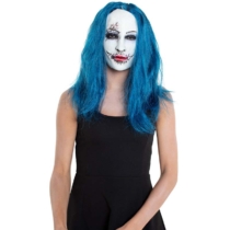 Halloween véres női maszk hajjal latex