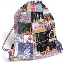 Lizzy Card tornazsák Go travel black map 43 x 32 cm