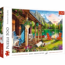 Puzzle Cabin in the Mountains, Dominic Davison festménye 500 db-os Trefl