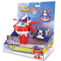 Super Wings Átalakuló játékrepülő fénnyel Police Patrol Jett 14 cm