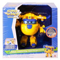 Super Wings Átalakuló játékrepülő hanggal és fénnyel Deluxe Supercharged Donnie 15 cm