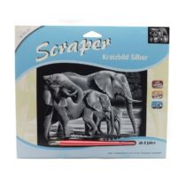 Mammut elefánt ezüst képkarcoló készlet 25,2x20 cm