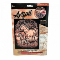 Mammut ló csikóval réz képkarcoló készlet 20,4x25,5 cm