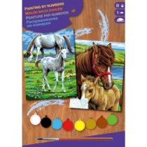 Mammut lovak számfestő készlet akrilfestékkel és ecsettel 2 db-os