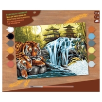 Mammut tigris a folyóparton számfestő készlet akrilfestékkel és ecsettel