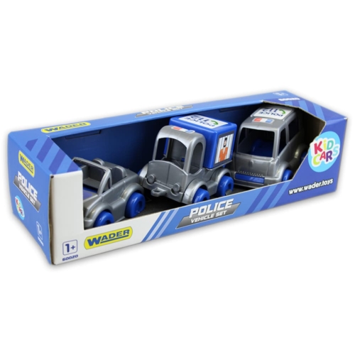 Kisautó játék szett Rendőrautók 3 db-os kék-szürke műanyag Kid Cars