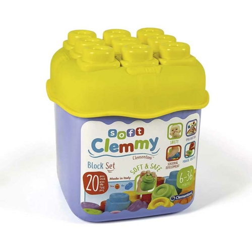 Clementoni Soft Clemmy színes puha építőkockák 20 db-os lila