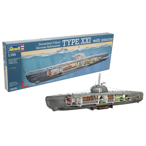 Revell Deutsches U-Boot Type XXI belső nézettel 1:144 makett hajó (05078)