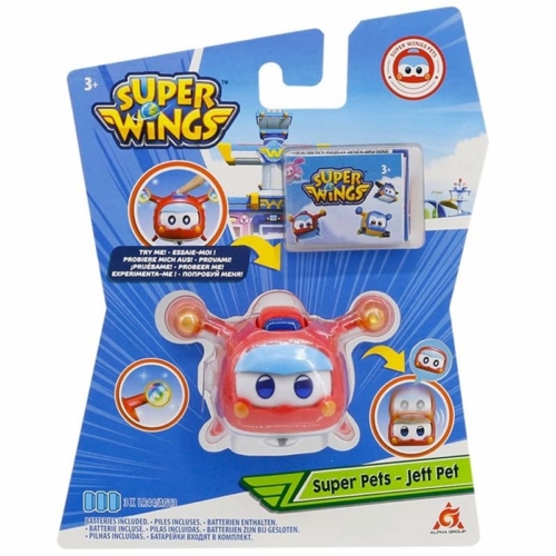 Super Wings Pet játékrepülő fénnyel és mozgó szemekkel Jett Pet (kicsi)